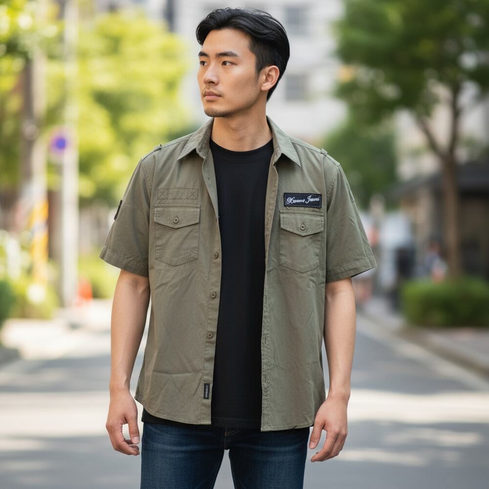 Skull Wings Stars Shirt Mens Large Xtreme Jeans Military Giorginni Grunge Biker